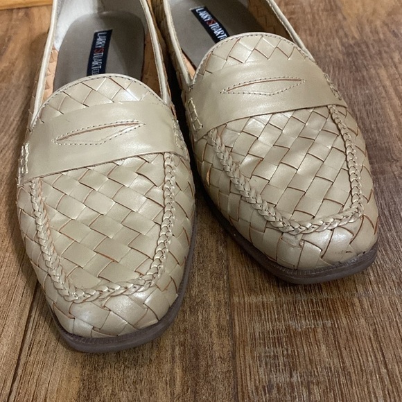 Larry Stuart gold metallic basket weave pattern slip on loafers size 9M - Picture 6 of 11